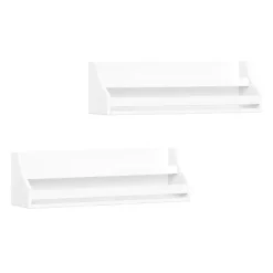 New Kirklands Home White Wood Rack Wall Bookshelves, Set of 2