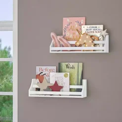 New Kirklands Home White Wood Rack Wall Bookshelves, Set of 2