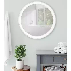 Kirklands Home Wood Round Mansel Mirror White