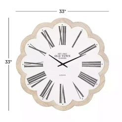 Best Kirklands Home White Wood Scalloped Frame Wall Clock