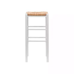 Outlet Kirklands Home White Wood Seagrass Backless 2-pc. Bar Stool Set Tan