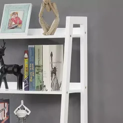 New Kirklands Home Wood 5-Shelf Leaning Bookshelf White
