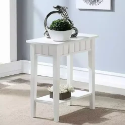 Kirklands Home Wood Slat Accent Table White