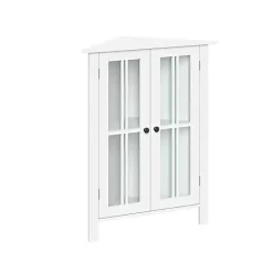 Sale Kirklands Home Wood Two Pane Glass Doors Corner Cabinet White