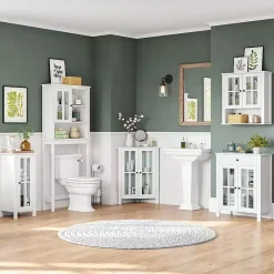 Sale Kirklands Home Wood Two Pane Glass Doors Corner Cabinet White