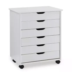 Discount Kirklands Home Wood Wide 6-Drawer Cary Storage Cart White