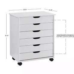 Discount Kirklands Home Wood Wide 6-Drawer Cary Storage Cart White