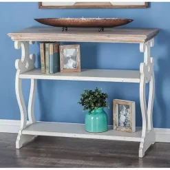 Kirklands Home Wooden 2-Shelf Console Table White