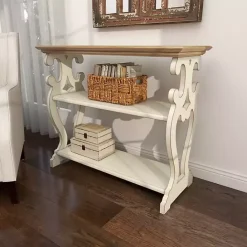 Kirklands Home Wooden 2-Shelf Console Table White