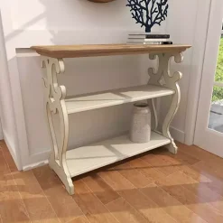 Kirklands Home Wooden 2-Shelf Console Table White
