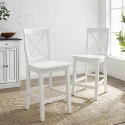 Best Kirklands Home X-Back Farmhouse Counter Stools, Set of 2 White