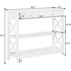 Hot Kirklands Home X-Frame 2-Shelf Console Table White