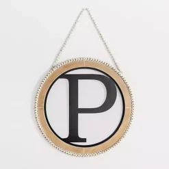Kirklands Home Whitewash Bead Trim Monogram P Plaque