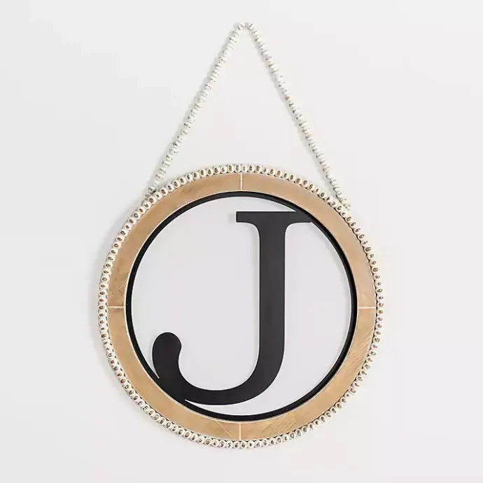 Outlet Kirklands Home Whitewash Bead Trim Monogram J Plaque