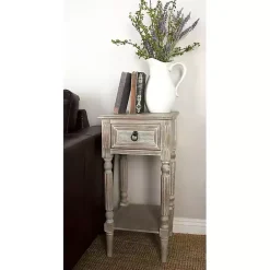 Outlet Kirklands Home Whitewash Distressed Wood Accent Table Brown