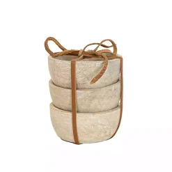 Hot Kirklands Home wash Wood Pinch Bowls, Set of 3 White