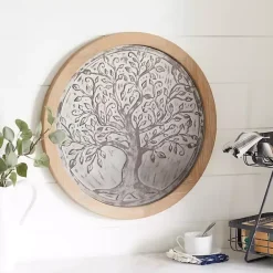 Clearance Kirklands Home Whitewashed Bronze Tree Framed Wall Plaque
