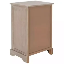 Best Kirklands Home Whitewashed Brown Wood Side Table with Baskets