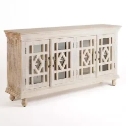 Sale Kirklands Home Whitewashed Carri Glass Door Cabinet