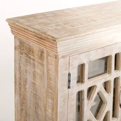 Sale Kirklands Home Whitewashed Carri Glass Door Cabinet
