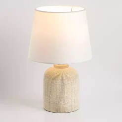 Outlet Kirklands Home washed Carved Grid Table Lamp White