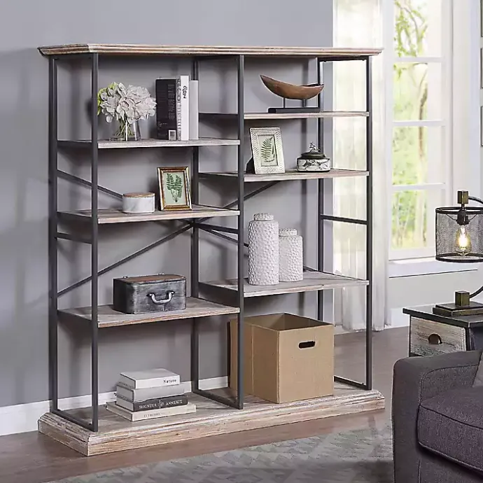 Online Kirklands Home Whitewashed Etagere Industrial Bookcase