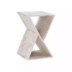 Clearance Kirklands Home washed Mango Wood Hourglass Accent Table White