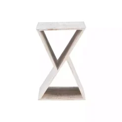 Clearance Kirklands Home washed Mango Wood Hourglass Accent Table White