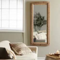 Online Kirklands Home Whitewashed Natural Beaded Wood Wall Mirror