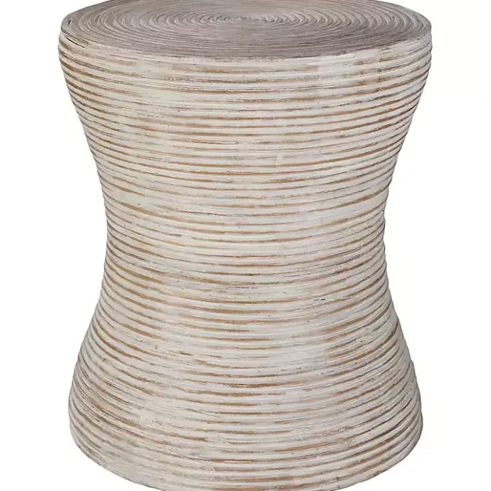 Sale Kirklands Home Whitewashed Natural Rattan Accent Table