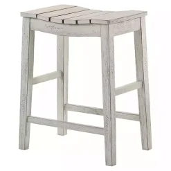 Clearance Kirklands Home washed Saddle Seat Counter Stools, Set of 2 White