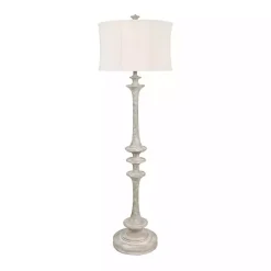 Kirklands Home Whitewashed Spindle Floor Lamp Tan