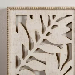 New Kirklands Home washed Wood Fern Wall Plaques, Set of 2 White