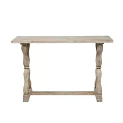 Kirklands Home Whitewashed Wood Trestle Base Console Table