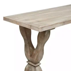 Kirklands Home Whitewashed Wood Trestle Base Console Table