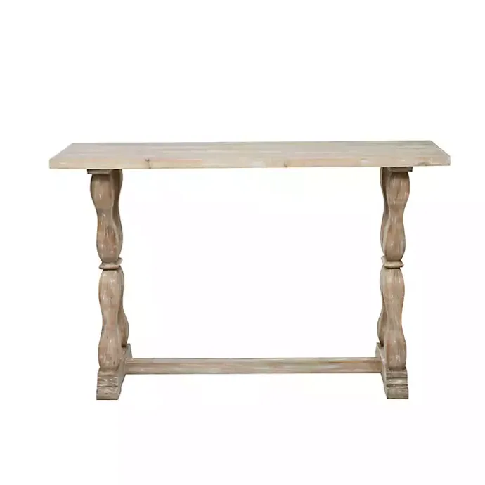 Kirklands Home Whitewashed Wood Trestle Base Console Table