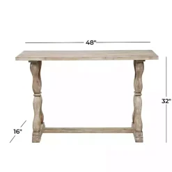 Kirklands Home Whitewashed Wood Trestle Base Console Table