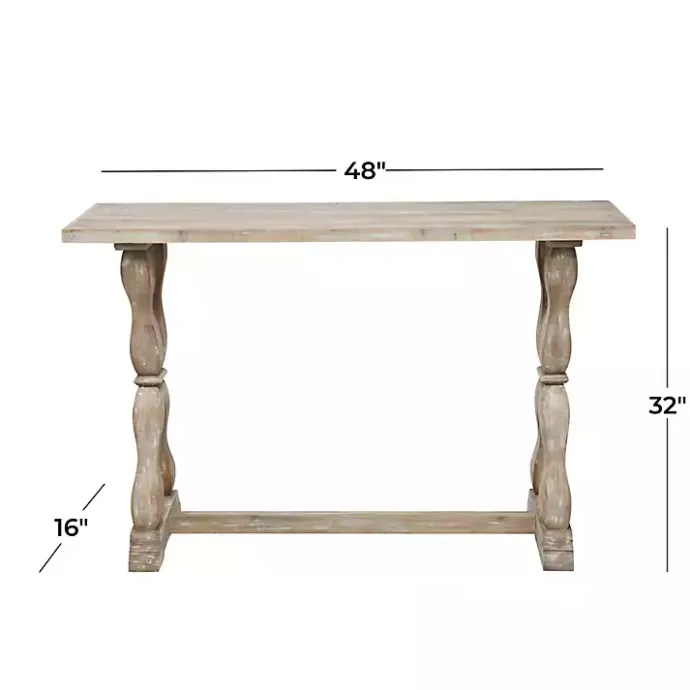 Kirklands Home Whitewashed Wood Trestle Base Console Table