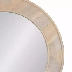 New Kirklands Home washed Woodgrain Round Wall Mirror White