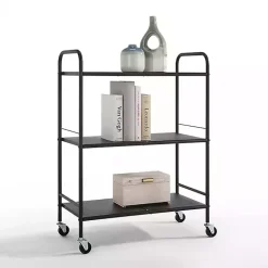 Discount Kirklands Home Wide Metal 3-Tier Storage Cart Black