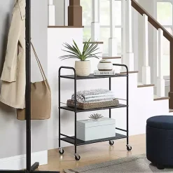 Discount Kirklands Home Wide Metal 3-Tier Storage Cart Black