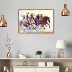 Kirklands Home Wild Horses Running Framed Canvas Art Print Multi