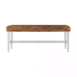 Hot Kirklands Home Wiley Woven Hyacinth Bench with White Base