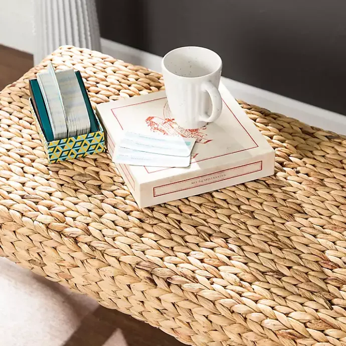 Hot Kirklands Home Wiley Woven Hyacinth Bench with White Base