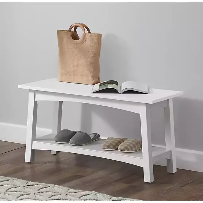 Clearance Kirklands Home Willis Wooden Lower Shelf Bench White