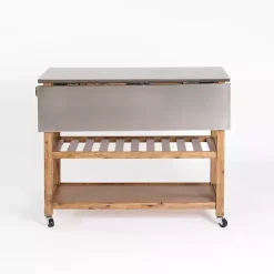 New Kirklands Home Wire Brush Sonoma Drop Leaf Kitchen Island Brown