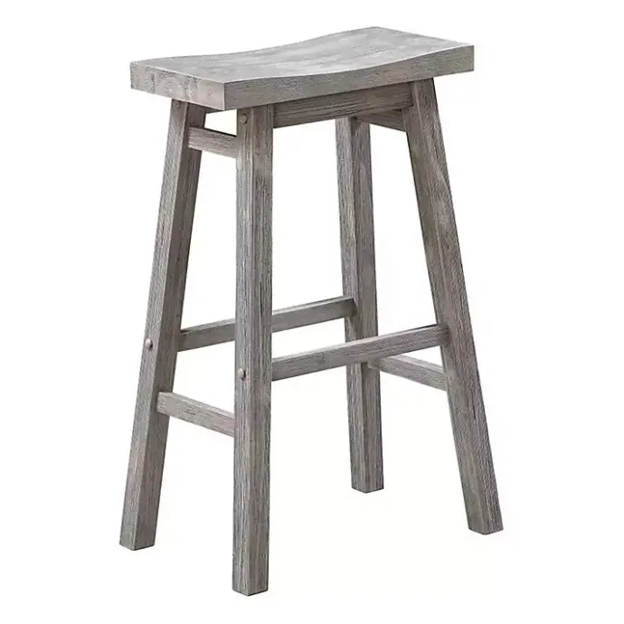 Kirklands Home Wire Brushed Saddle Wood Bar Stool Gray