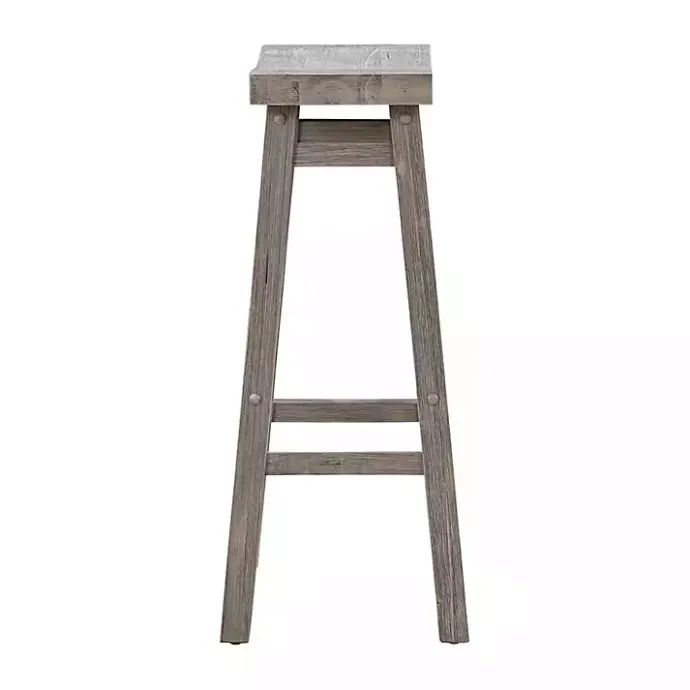 Kirklands Home Wire Brushed Saddle Wood Bar Stool Gray