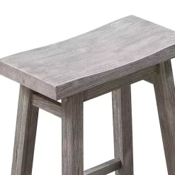Kirklands Home Wire Brushed Saddle Wood Bar Stool Gray