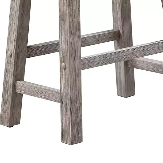 Kirklands Home Wire Brushed Saddle Wood Bar Stool Gray